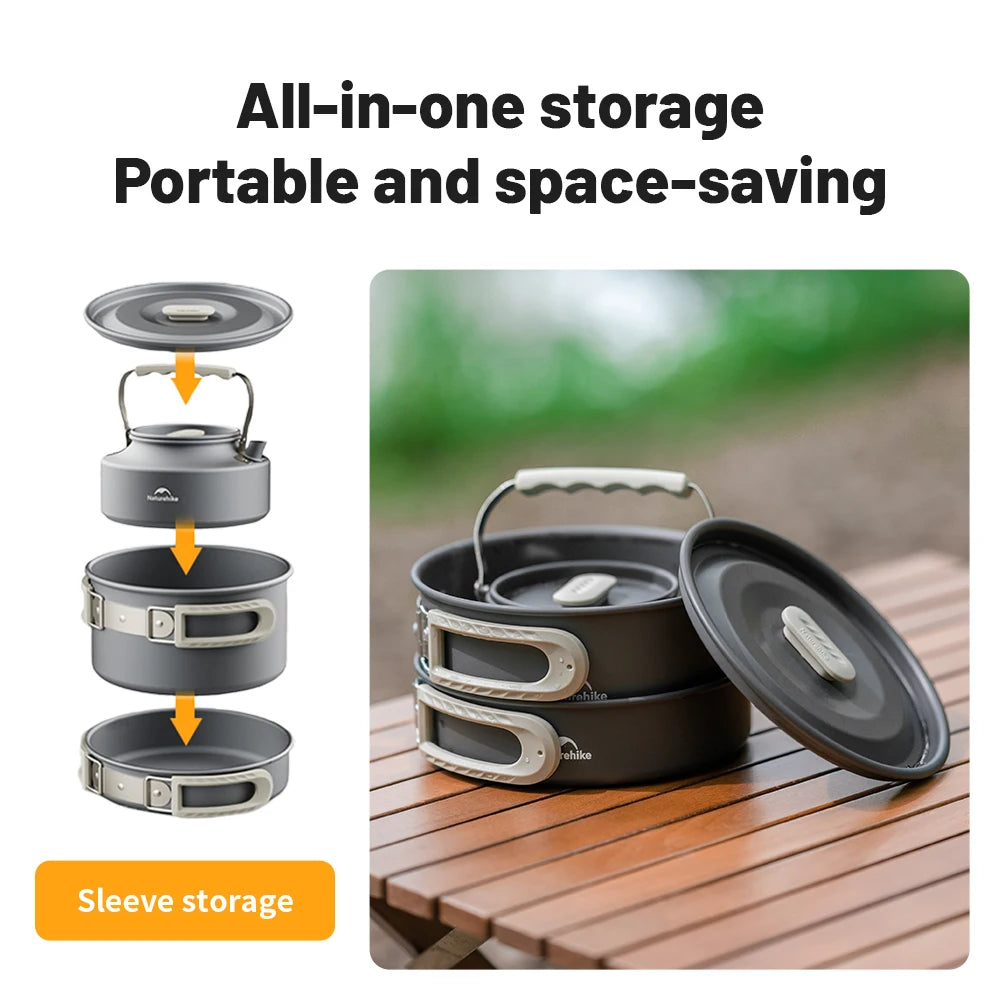 Portable Camping Cookware Kit – Outdoor Frying Pan, Kettle & Foldable Cooking Utensils Set for Camping & Picnic Trekker Essentials