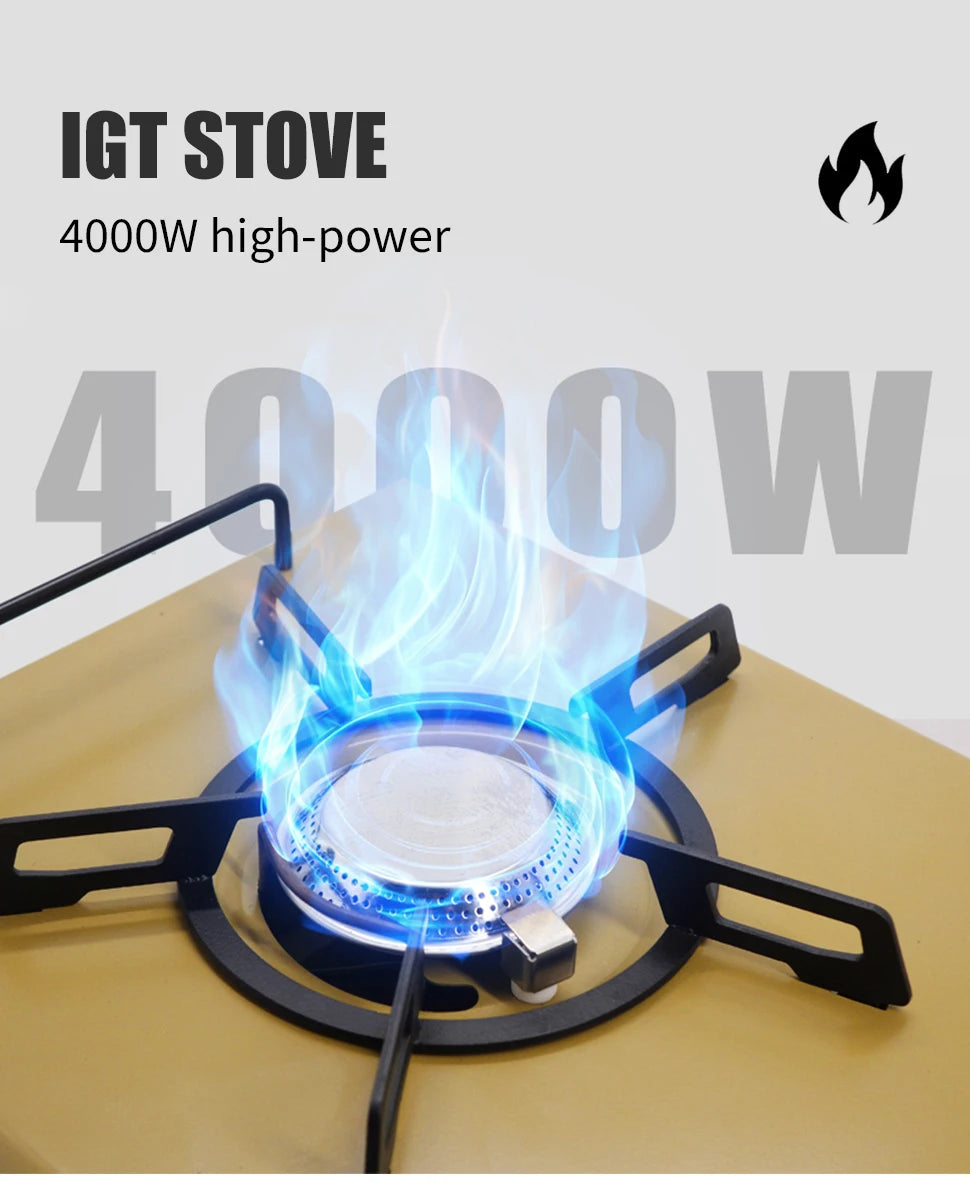 WESTTUNE IGT Gas Stove Burner Strong Fire Heater Furnace Portable Outdoor 4000W High Power Stainless Steel Camping Table Stove Trekker Essentials