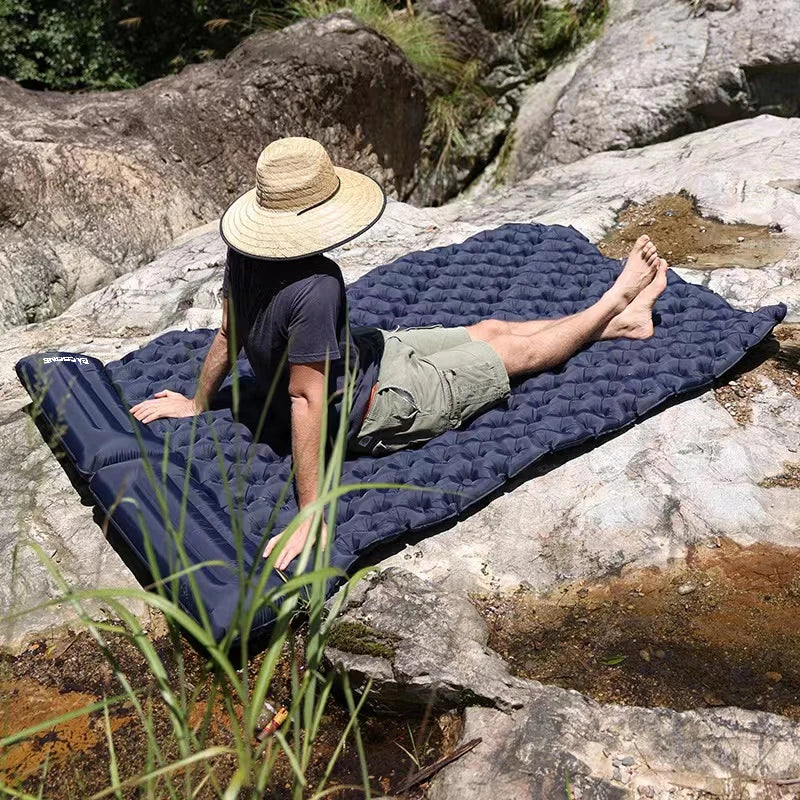 Double Inflatable Camping Mattress – Ultralight Extra Wide Sleeping Pad with Built-In Pump for Camping & Travel Trekker Essentials