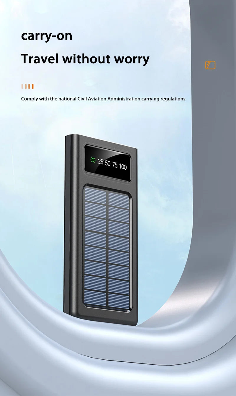 200000mAh Solar Power Bank – Ultra Capacity Portable Charger with Fast Charging, LED Light & Wireless Charging Trekker Essentials