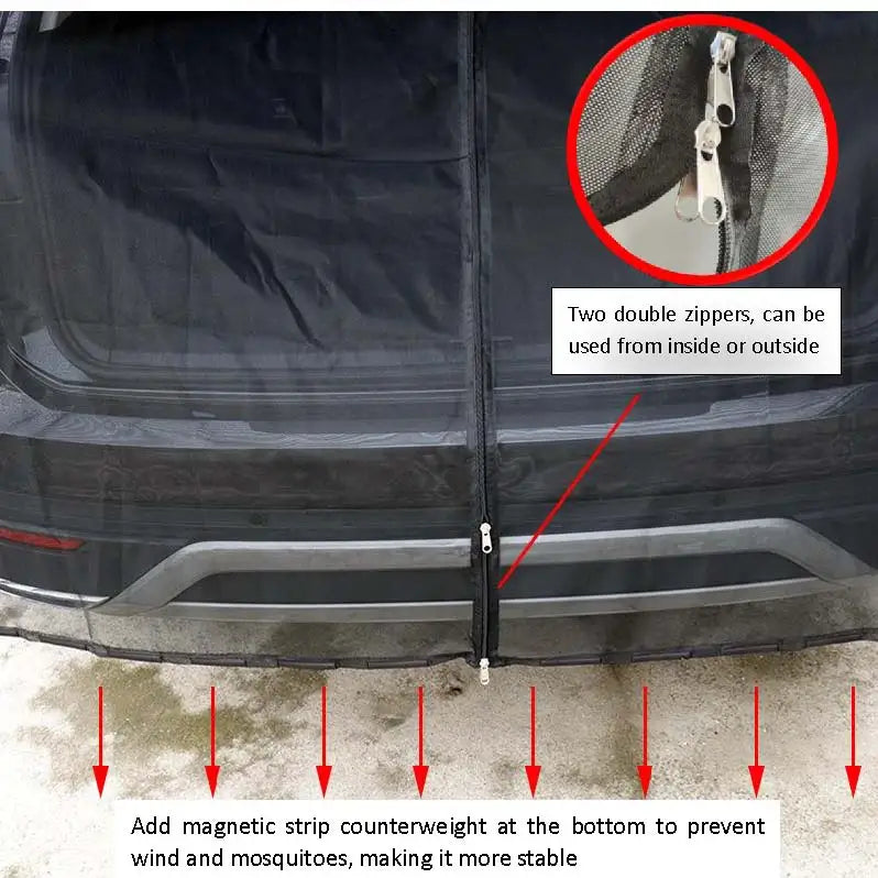 Magnetic trunk mesh breathable, mosquito resistant, environmentally friendly mesh curtains SUV tailgate mosquito net RV Summer Trekker Essentials