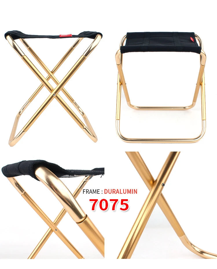 Folding Stool Large 7075 Aluminum Alloy Outdoor Portable Barbecue Fishing Folding Chair Camping Climbing Stool Portable Chair
