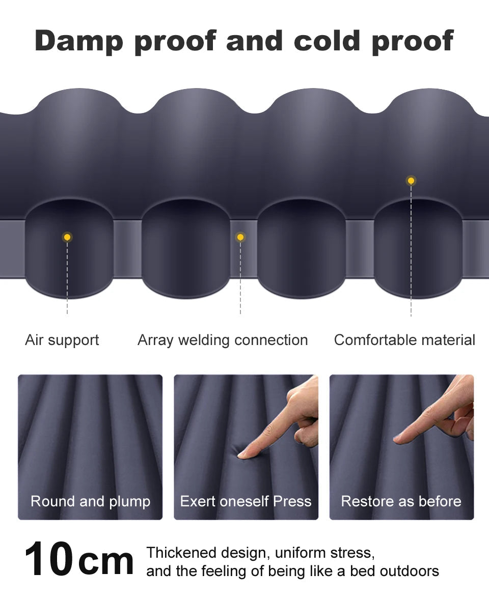 Outdoor Thicken Camping Mattress Ultralight Self-inflating Air Mattress Built-in Inflator Pump For Travel Hiking Fishing Trekker Essentials