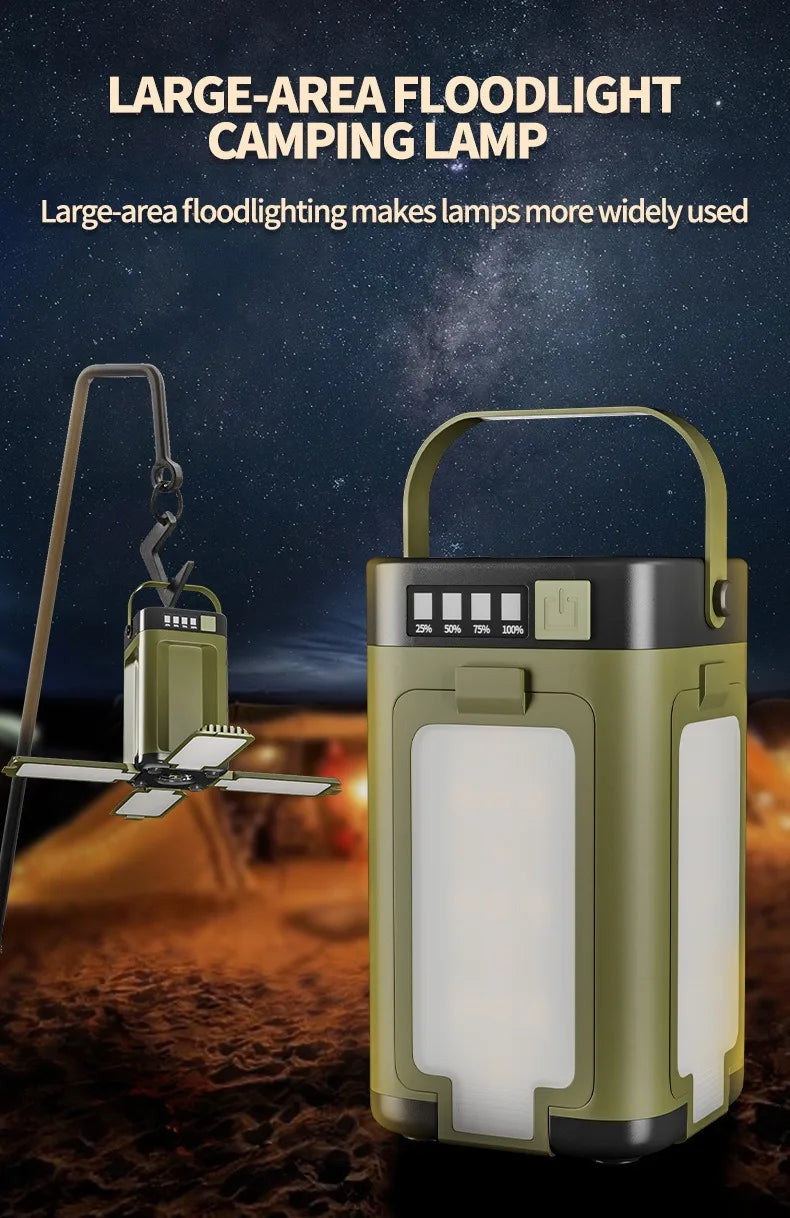 Multifunctional 4-Leaf Foldable Camping Lantern Solar Rechargeable Large Capacity Portable Outdoor Emergency Light Trekker Essentials