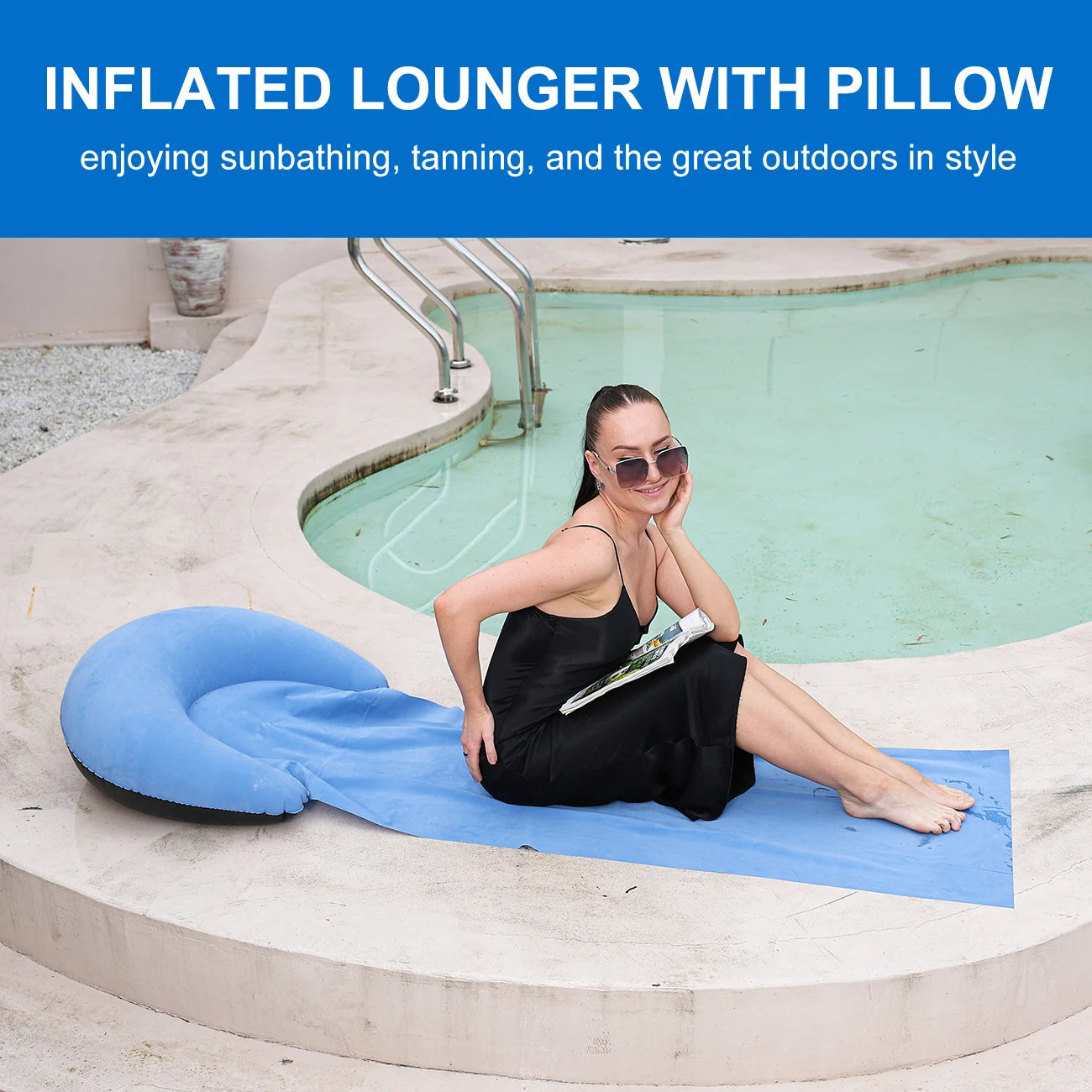 1PCOutdoor Camping Foldable Inflatable Beach Mat, Compact, Convenient and Simple Camping Outdoor Mat, Suitable For Beach Parties Trekker Essentials