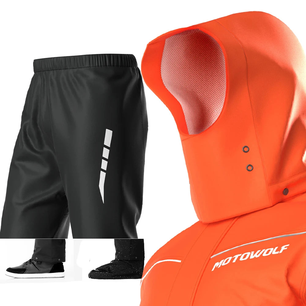 Motorcycle Raincoat Suit - Waterproof Reflective Split Jacket and Pants for Outdoor Activities