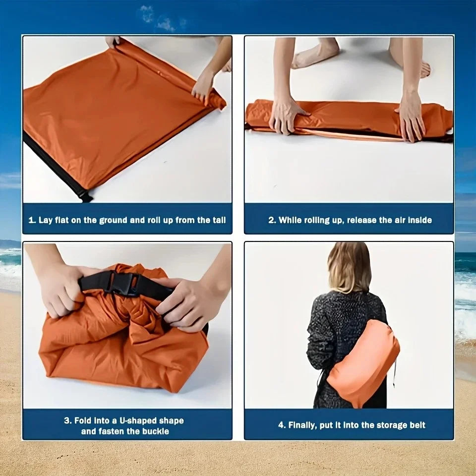 Portable Waterproof Inflatable Lounge Chair With Pillow, Quick Setup Air Sofa With Storage Bag For Camping Beach Festival Trekker Essentials