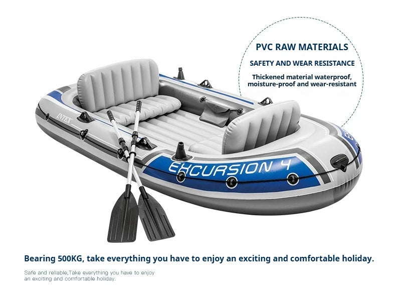 Heavy-Duty 1-3 Person Inflatable Boat: Fishing Dinghy with Detachable Seats & Foldable Kayak Design