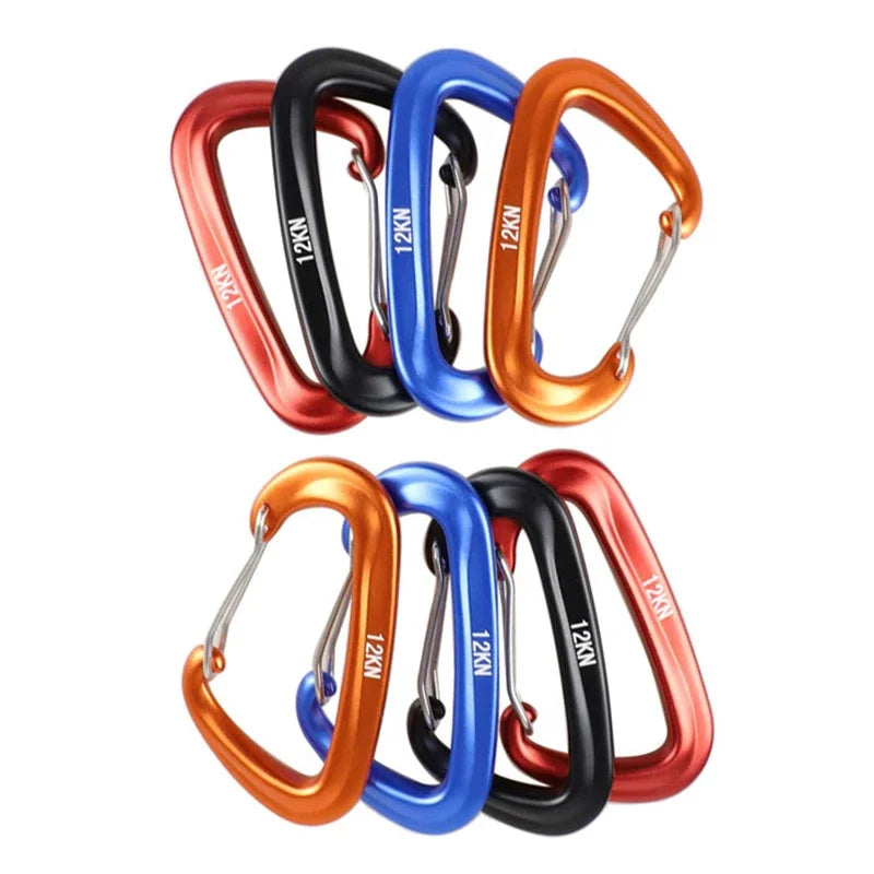 D-Shaped Carabiner Clips (1/8 PCS) – 12KN Heavy Duty Aluminum Hooks for Camping, Hammocks & Outdoor Gear Trekker Essentials