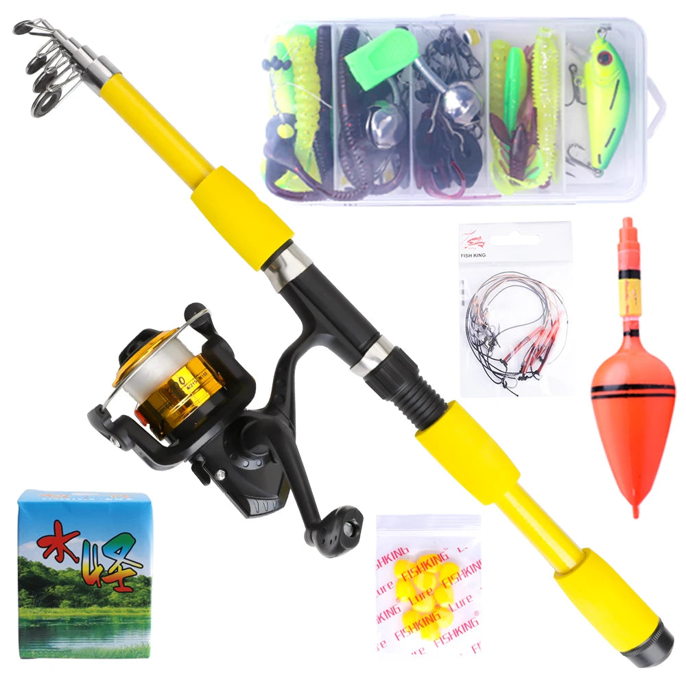 FTK Telescopic Fishing Rod & Reel Combo - 1.8/2.1m Carbon Fiber Pole with Full Kit