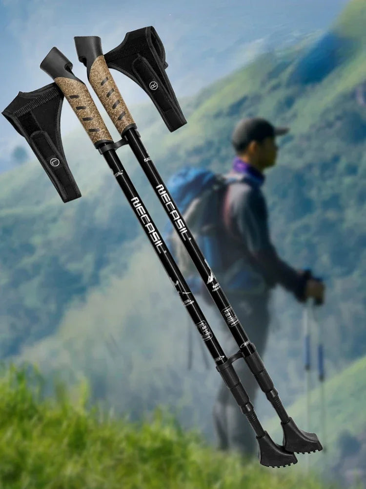 2PCS Ultralight Trekking Poles – 7075 Aluminum Adjustable Nordic Walking Sticks for Hiking & Camping Trekker Essentials