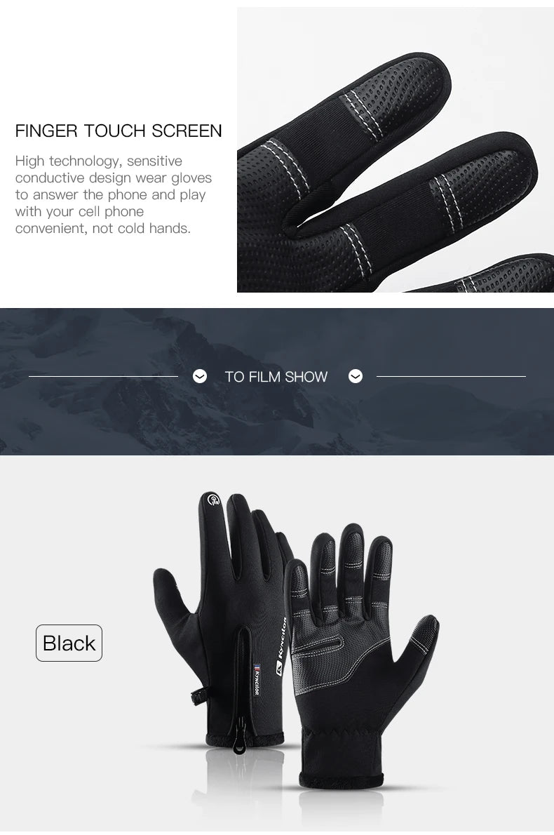 Touchscreen Waterproof Winter Cycling Gloves Full Finger Sports Riding Gloves Mountaineering & Camping