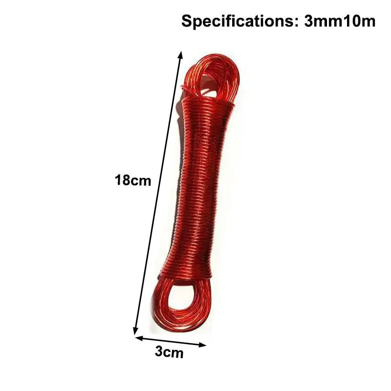 10/20/30/50M PVC Coating Steel Clothesline Outdoor Portable Clothesline Garden Camping Travel Clothes Drying Rope Trekker Essentials