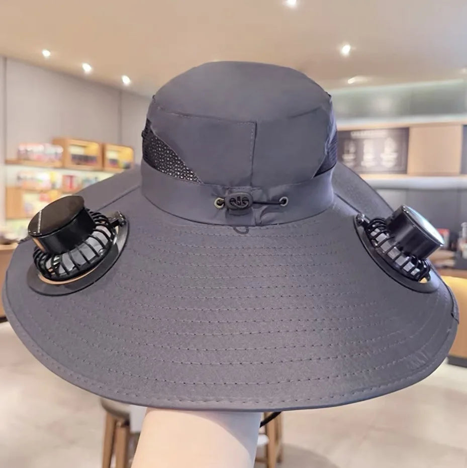 Solar Powered Sun Hat Cooling Fan UV Protection Outdoor Hiking Fishing Camping Summer Travel Bucket Hat Sun Protection Hat Trekker Essentials