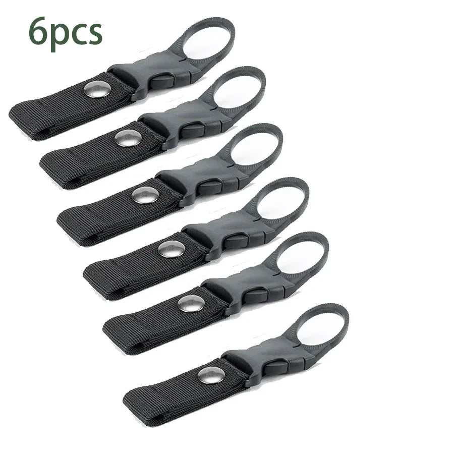 6-Pack Military-Grade Water Bottle Clips – Heavy Duty Nylon Webbing Buckle Hooks for Camping, Hiking & Backpack Accessories