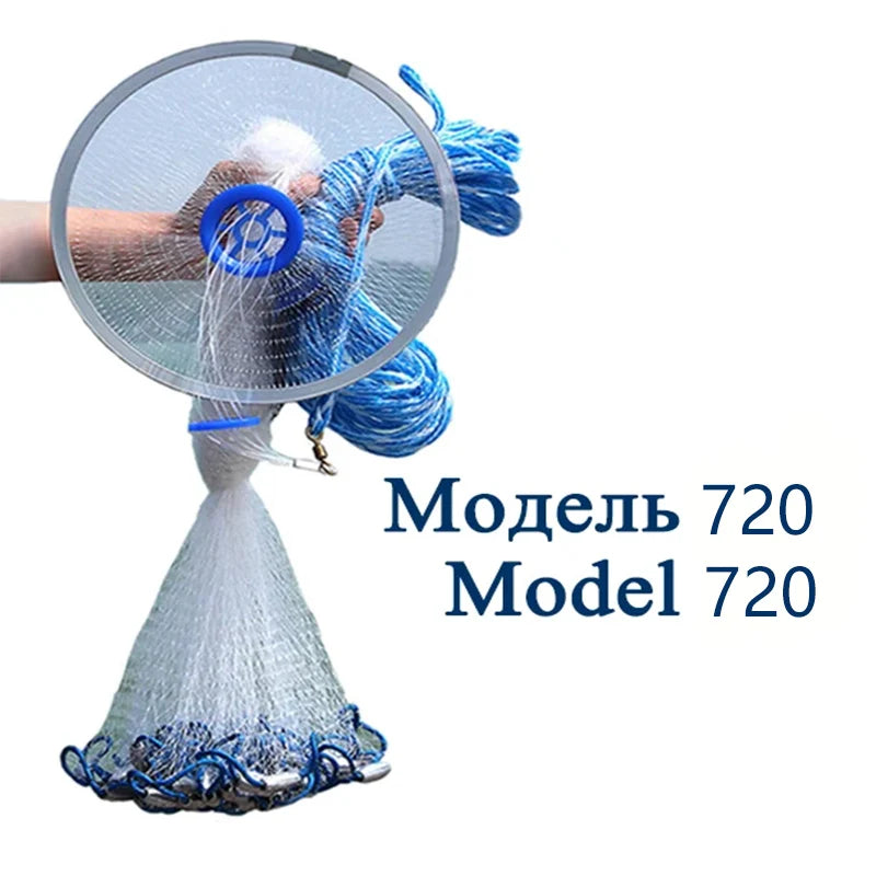 Lawaia Hand Cast Net Aluminum or Blue Plastic Ring Folding Network Steel Pendant Monofilament Nylon Fishing Line Fishnet Trekker Essentials