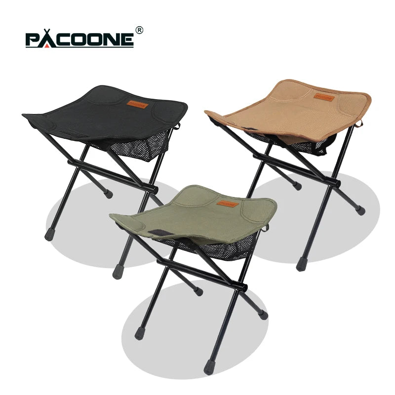 PACOONE Outdoor Portable Folding Stool Aluminum Alloy Minin Storage Chair Camping Fishing Chair Picnic Lightweight Furniture New Trekker Essentials