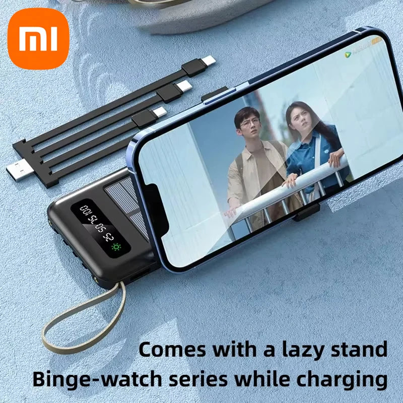 200000mAh Solar Power Bank – Ultra High Capacity Fast Charging Portable Charger with Built-in Cables & LED Light Trekker Essentials