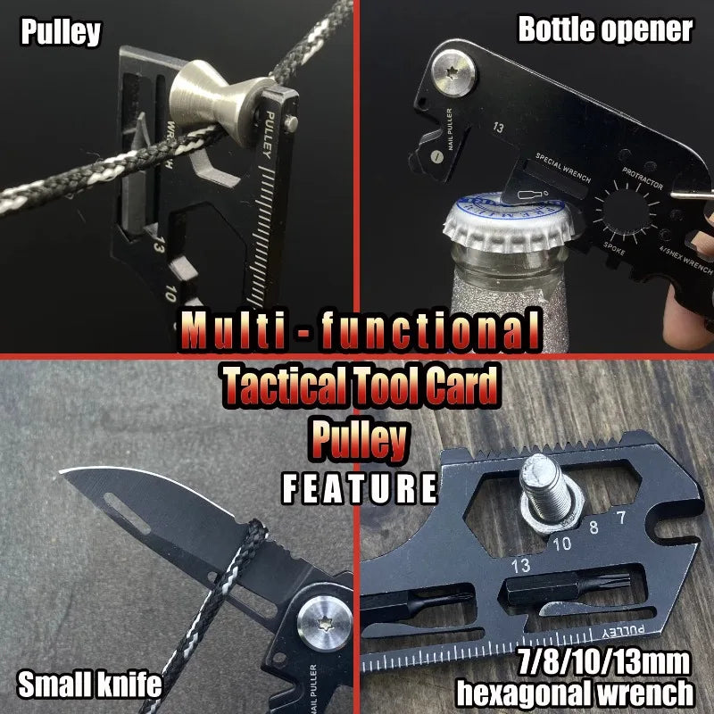 Multifunctional Outdoor Tool Combination Card Folding Molle Scissor Army Knife Mini Bicycle Repair EDC Camping Gear Equipment Trekker Essentials