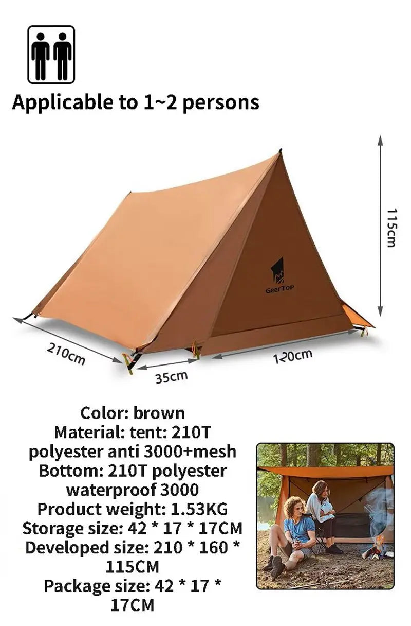 1-2 Person Oudoor Ultralight Camping Tent Single Man 3 Season Outdoor Professional Double Layers Waterproof Anti-mosquito Tent Trekker Essentials