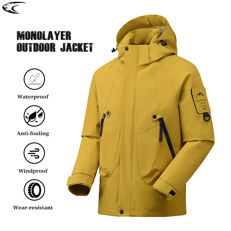 LNGXO Unisex Waterproof Outdoor Jacket Windbreaker Rain Coat for Climbing Hiking Camping Trekking Men Women Windproof Breathable Trekker Essentials