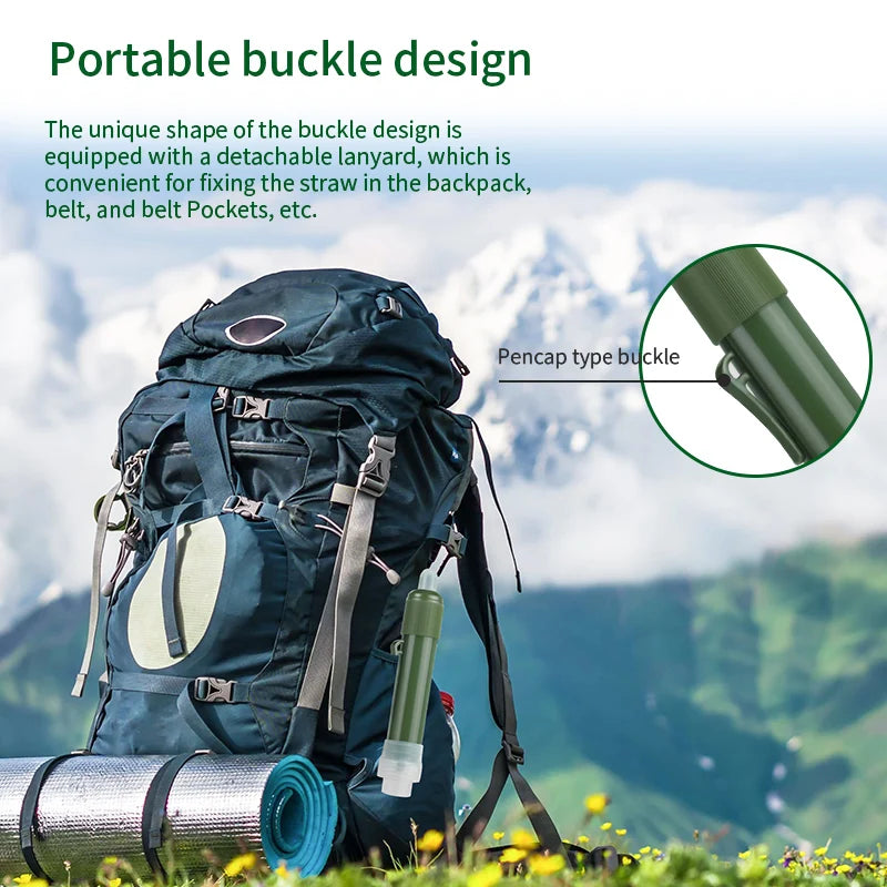 Mini Survival Water Filter Straw – Portable Carbon Water Purifier for Camping, Hiking & Emergency Preparedness Trekker Essentials