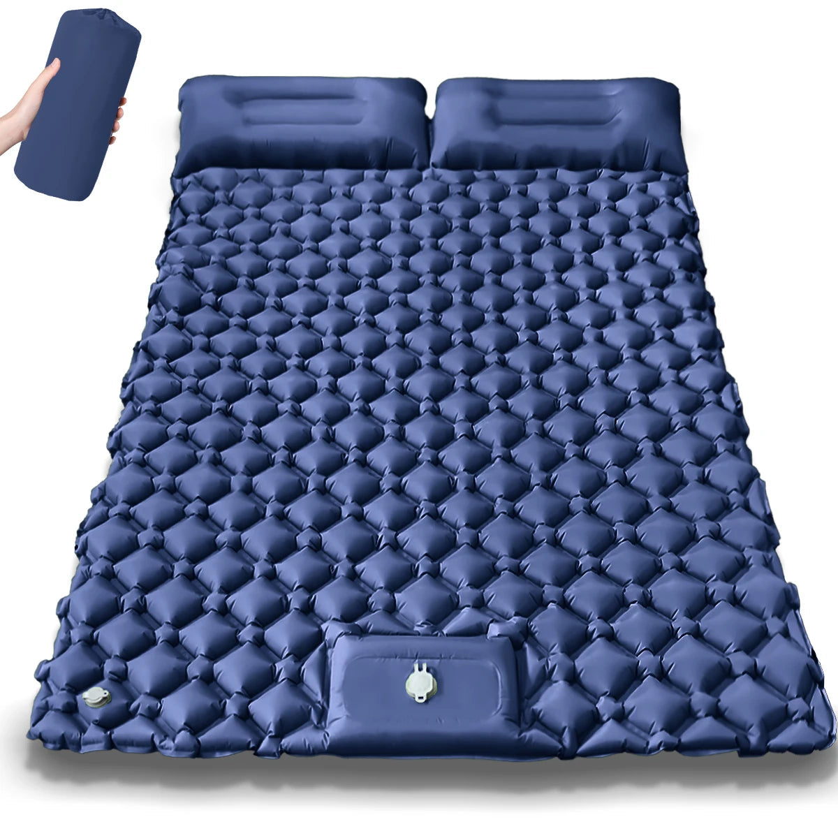 Double Inflatable Camping Mattress – Extra Wide Ultralight Sleeping Pad with Built-in Pump for Camping & Travel Trekker Essentials