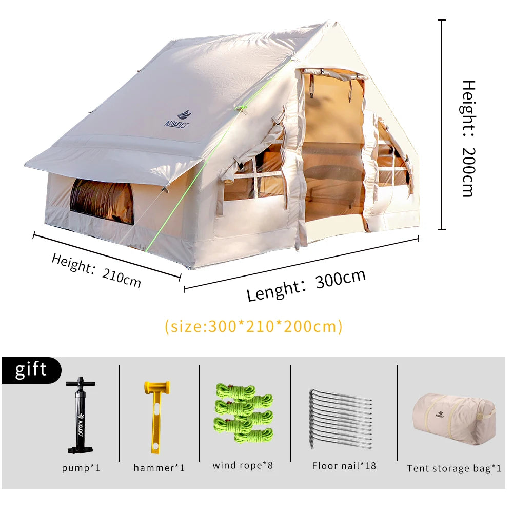 Large Inflatable Camping Tent for 3–4 People – Waterproof Family Cabin Tent with Sun Protection Trekker Essentials