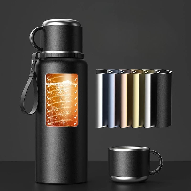 Smart Temperature Display Travel Thermos | 316 Stainless Steel Vacuum Insulated Coffee Mug with Tea Filter