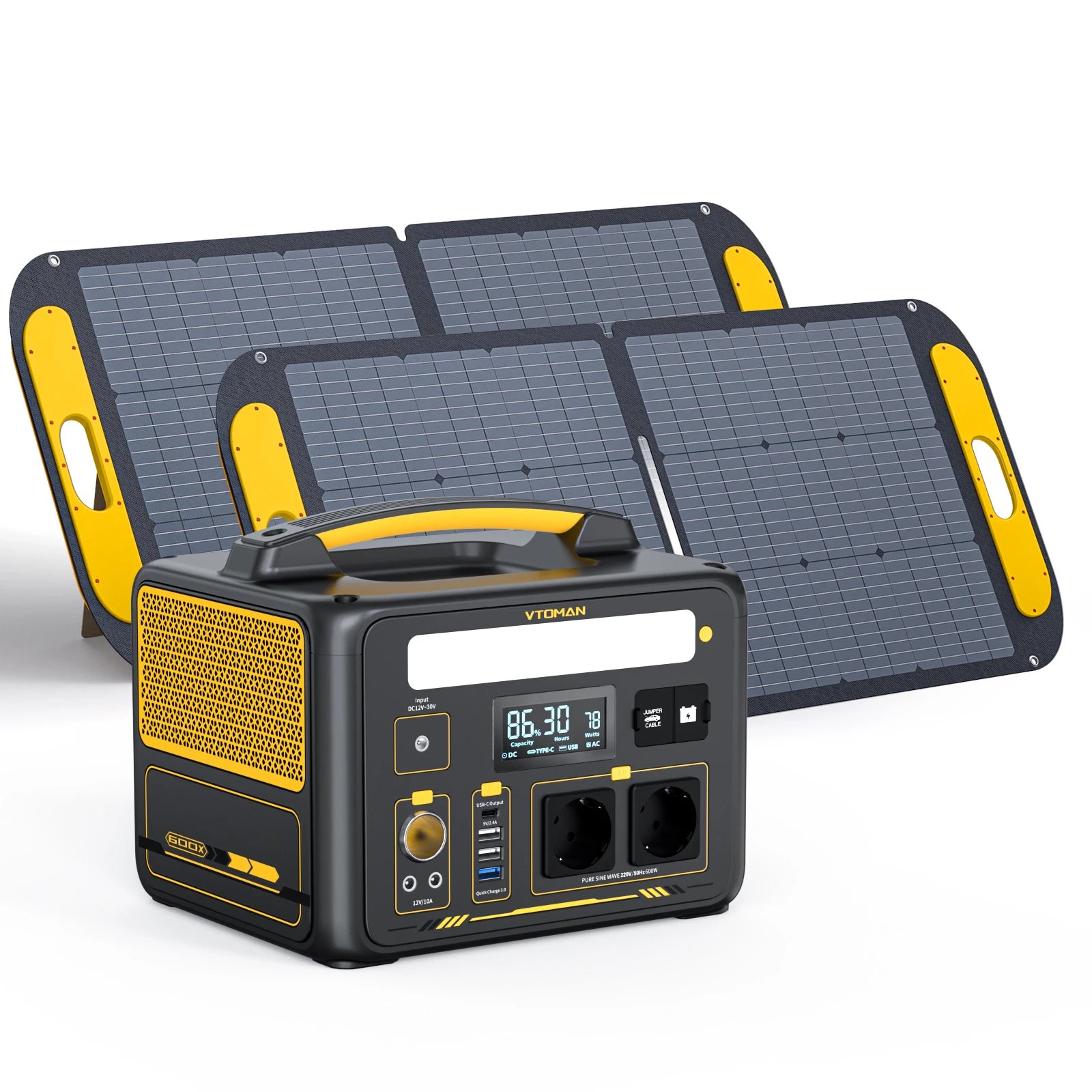 600W Portable Power Station with 110W Solar Panel – 299Wh LiFePO4 Battery, Pure Sine Wave AC, Solar Charger for Camping & Emergencies