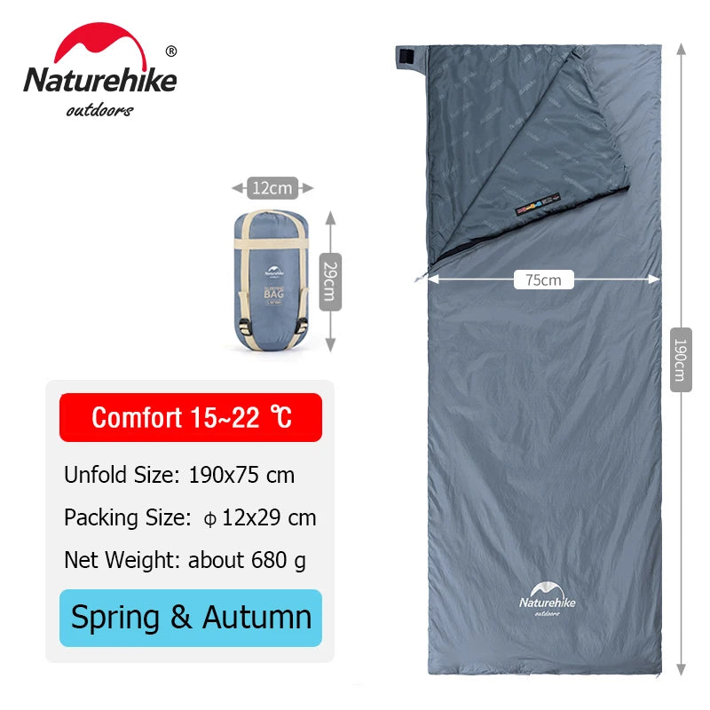 Naturehike lw180 Sleeping Bag Ultralight Cotton Sleeping Bag Spring Summer Sleeping Bag Outdoor Hiking Camping Sleeping Bag Trekker Essentials