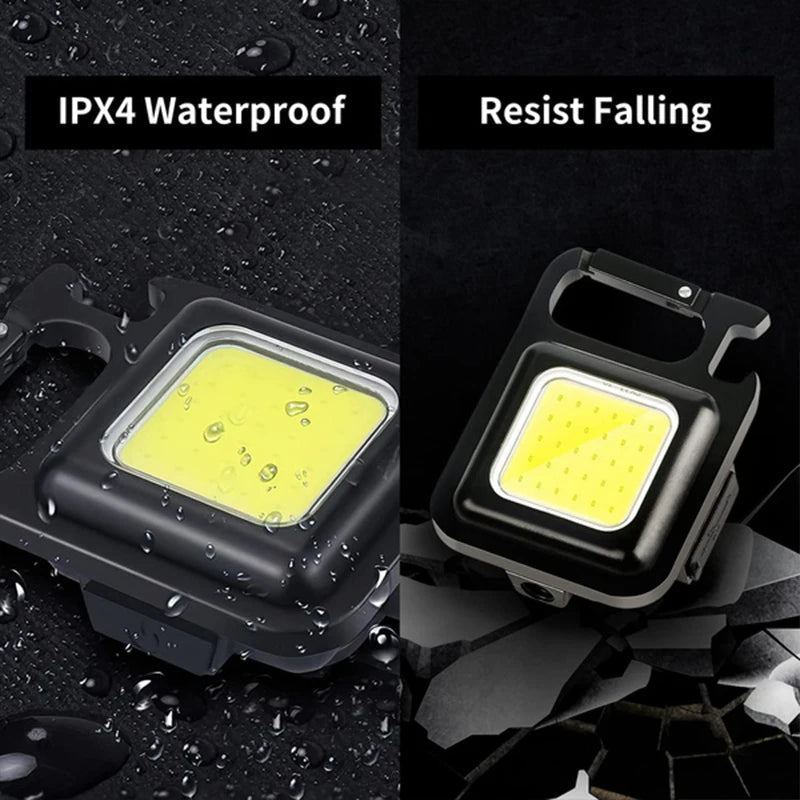 LED Working Light USB Rechargeable Mini Flashlight Portable Bright Keychain Pocket Clip Lantern Outdoor Hiking Fishing Camping Trekker Essentials