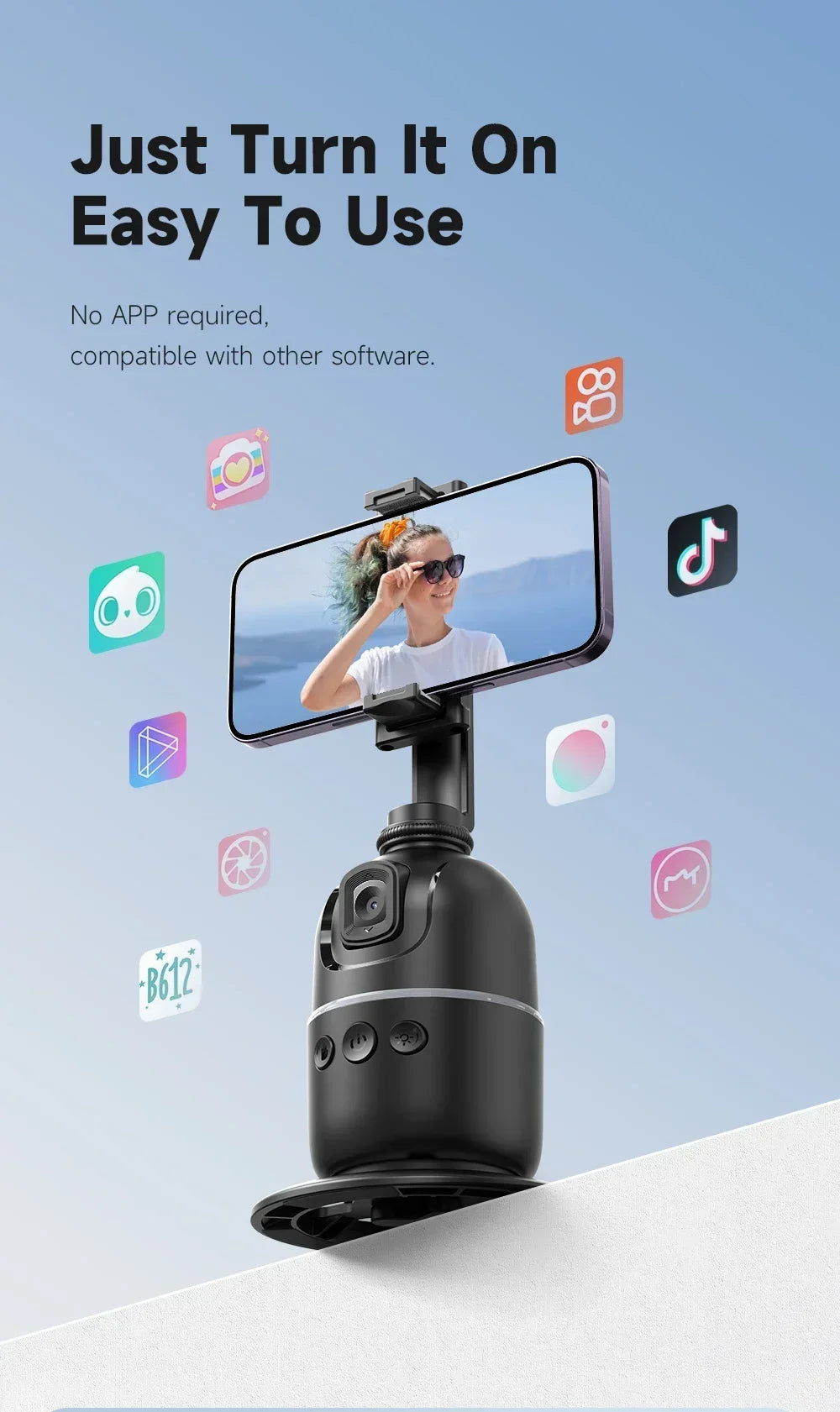 360° Auto Face Tracking Gimbal Tripod with Gesture Control & Remote