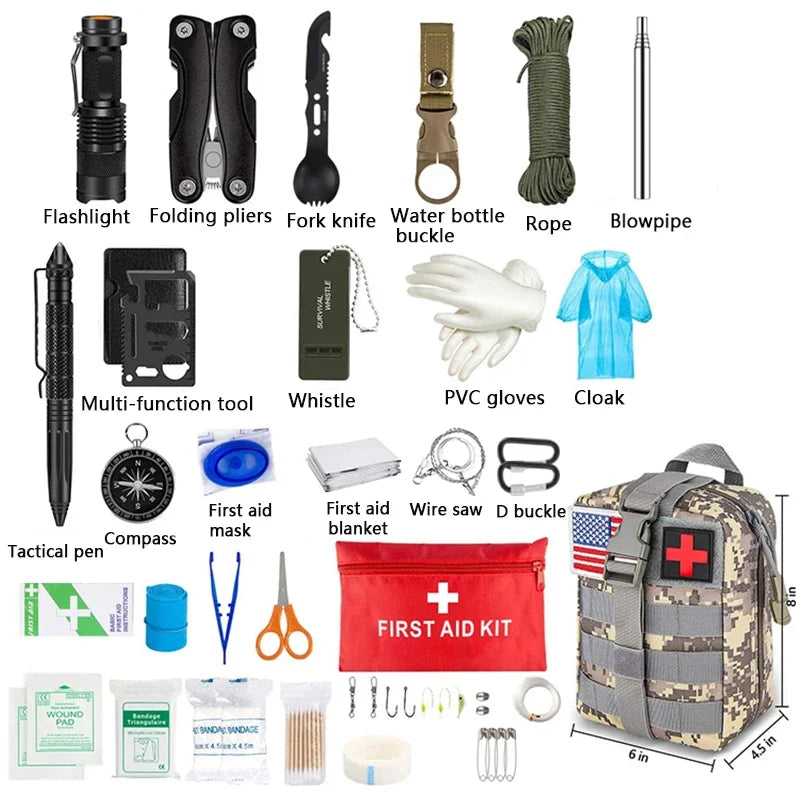 Survival First Aid Kit Survival Full Set Molle Outdoor Gear Emergency Kits Trauma Bag Camping Hiking IFAK Adventures Trekker Essentials