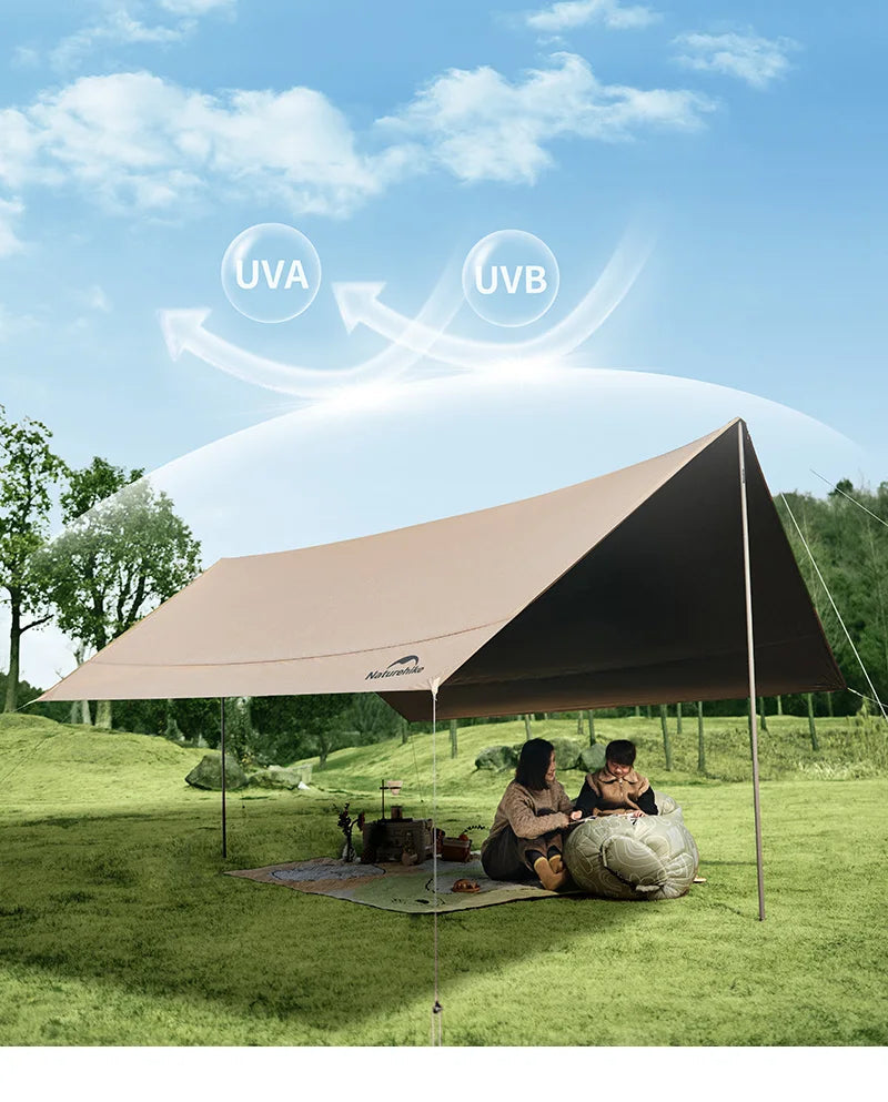 Naturehike Camping Sun Shelter Summer 10-12 Person Awning 17㎡ Sunshade Ourdoor Park Beach Tent Tarp Vinyl Coating Canopy Trekker Essentials