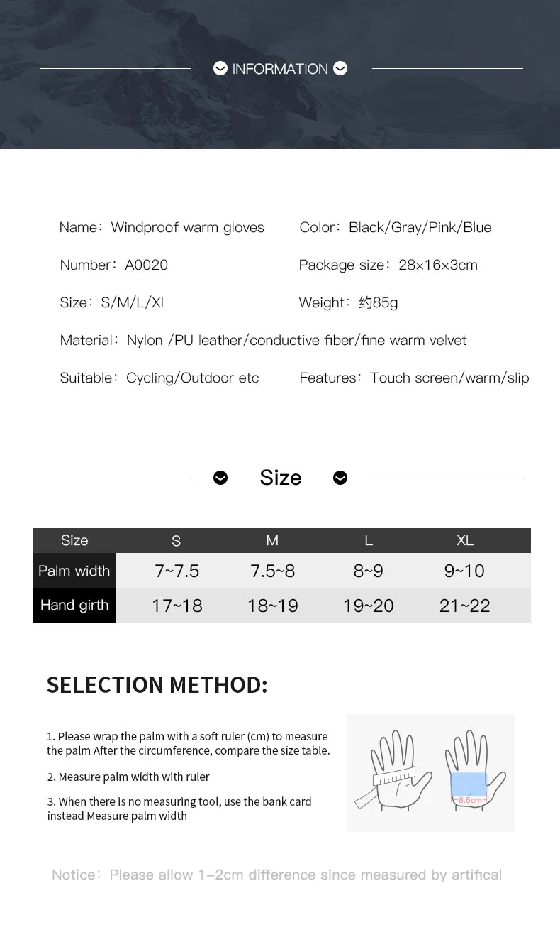 Touchscreen Waterproof Winter Cycling Gloves Full Finger Sports Riding Gloves Mountaineering & Camping