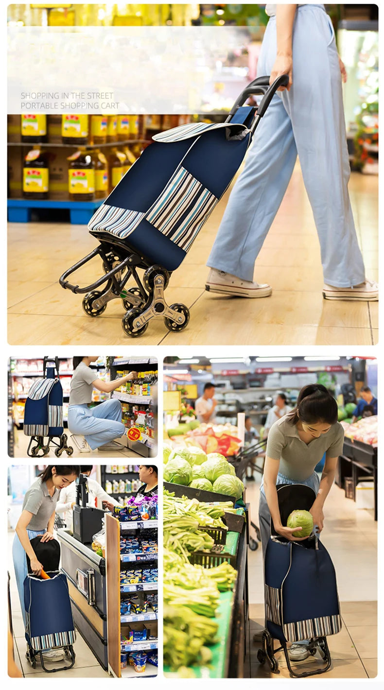 Light Grocery Shopping Trolley Household Climbing Stairs Folding Trailer Outdoor Travel Hand Pull Shopping Cart