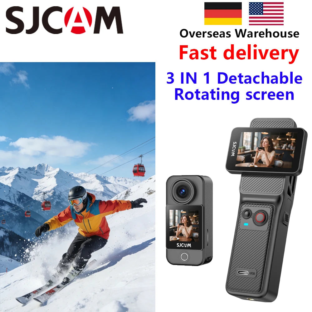 SJCAM C400 4K Pocket Camcorder with Stabilization, WiFi for Travel Vlogging & Family Handheld Recording Touch Screen Live Stream Trekker Essentials