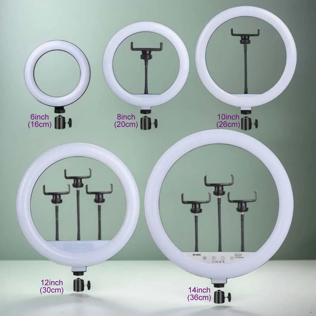 6-14" Professional Ring Light Kit with Tripod – Bi-Color 3200K-5600K LED, USB Powered for Live Streaming, Makeup, TikTok Videos