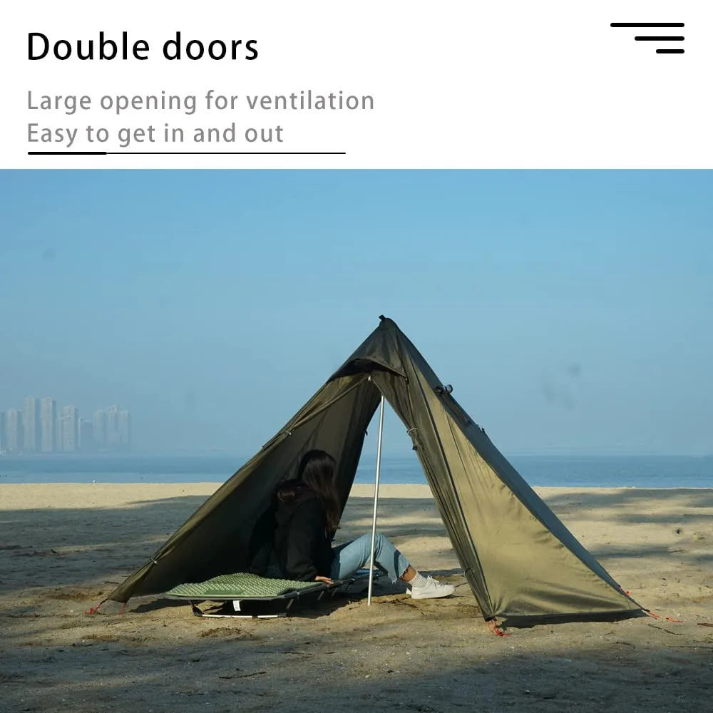 Ultralight Hot Tent with Chimney Port – 1 Person Pyramid Tipi Tent for Camping & Bushcraft Trekker Essentials