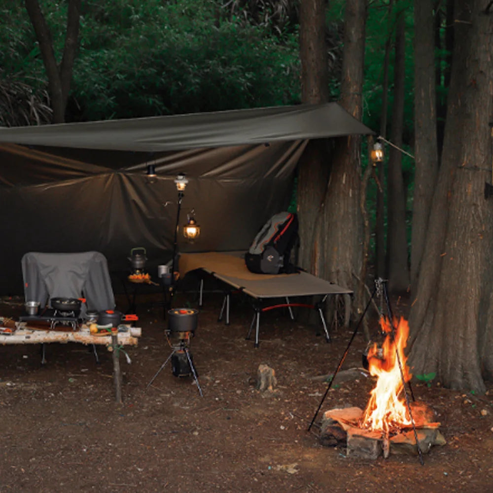 Adjustable Camping Tripod Stand - Lightweight Aluminum Hanging Pot Holder for Outdoor Cooking, BBQ & Dutch Oven (26-78cm Height)