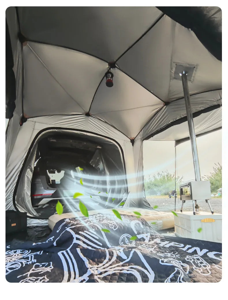 Tienda de techo hidráulica de apertura rápida – Toldo impermeable de doble capa – Refugio de camping para 5-8 personas