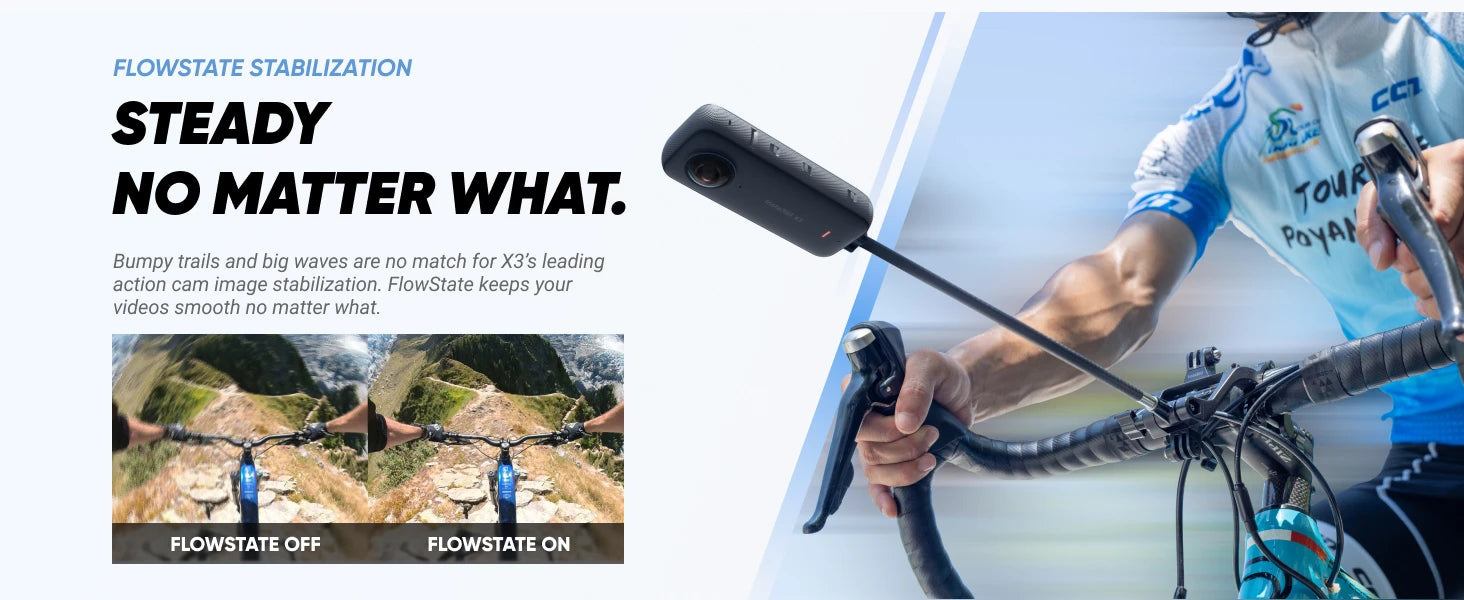 Insta360 X3 - Waterproof 360 Action Camera with 1/2" 48MP Sensors, 5.7K 360 Active HDR Video, 72MP 360 Photo, 4K Lens Trekker Essentials