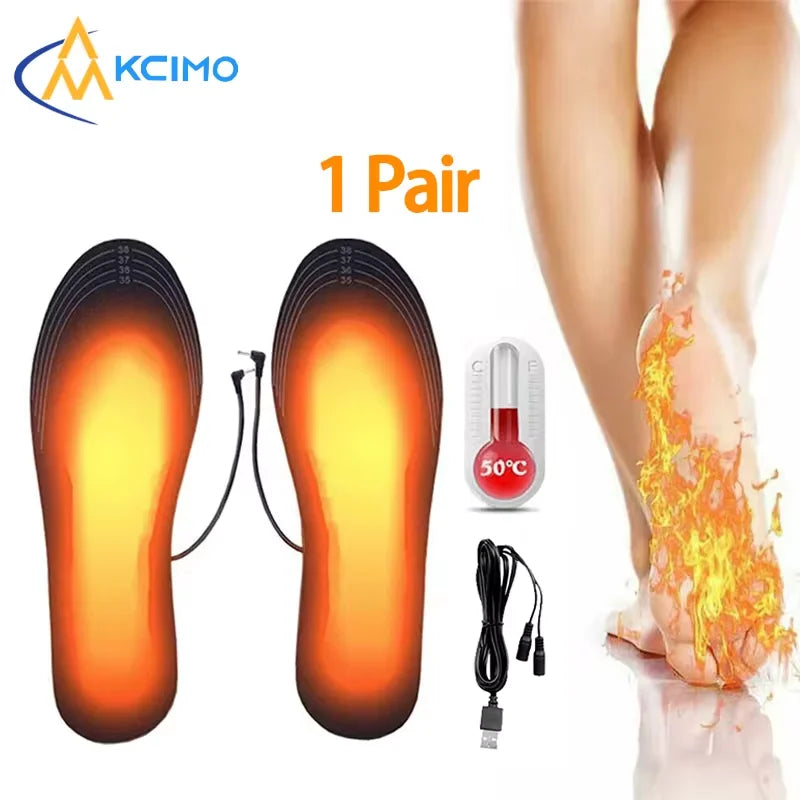 Rechargeable USB Heated Insoles – Adjustable Temperature Electric Foot Warmers