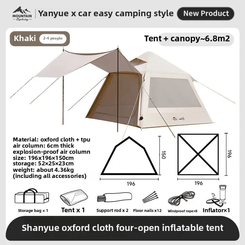New Automatic Inflatable Camping Tent – Instant Setup, Waterproof & Portable for 2-Person Family Outdoor Adventures