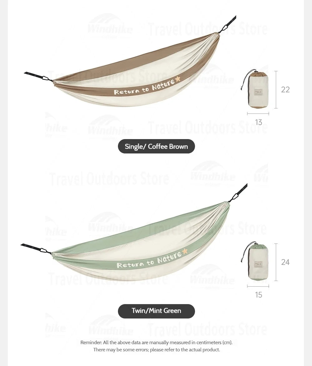 Naturehike Ultralight Swing Hammock Anti-Tip High Load Capacity 200kg for Camping Family Travel 1-2 Person Hanging Sleeping Bed