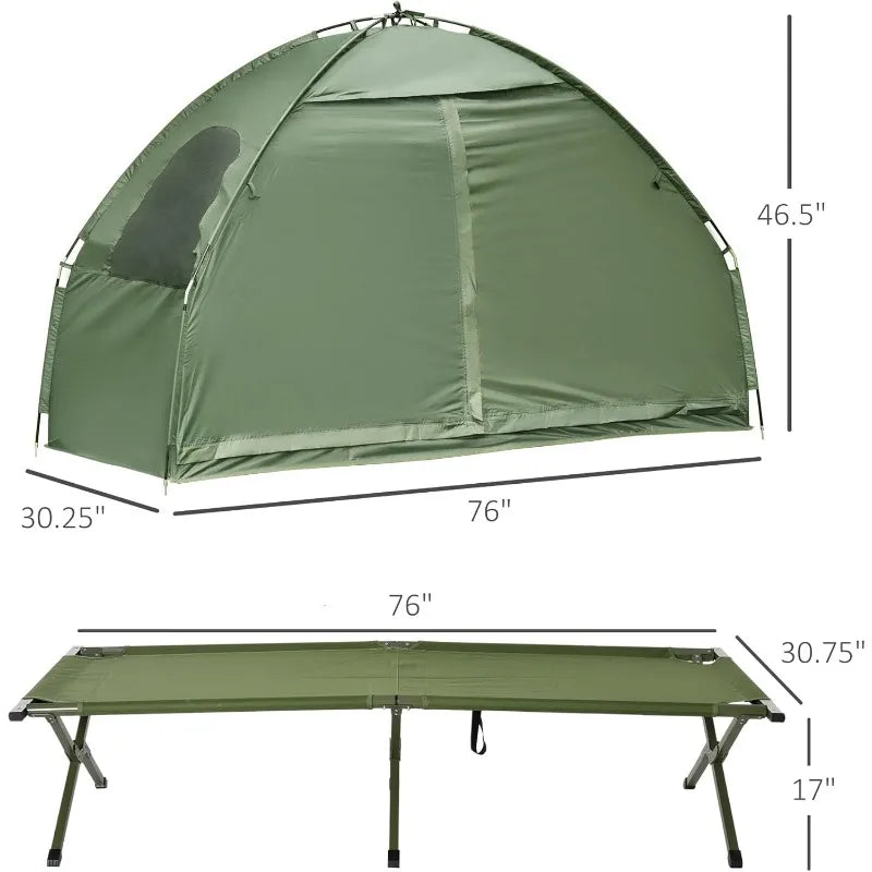Single-Person Camping Tent Cot Combo – Elevated Off-Ground Sleeping Cot with Weather-Resistant Cover & Carry Bag for Hiking