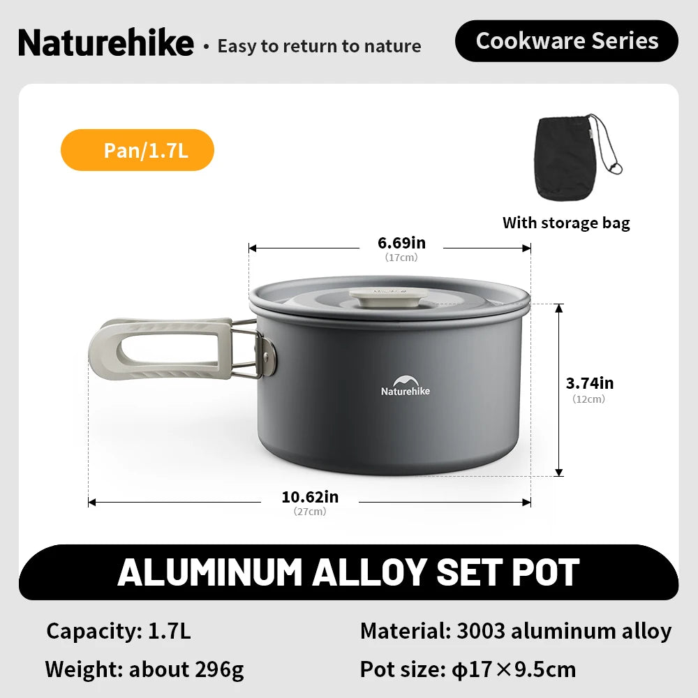 Compact Camping Cookware Set – Non-Stick Aluminum Outdoor Cooking & Picnic Kit with Teapot for 2–4 Persons