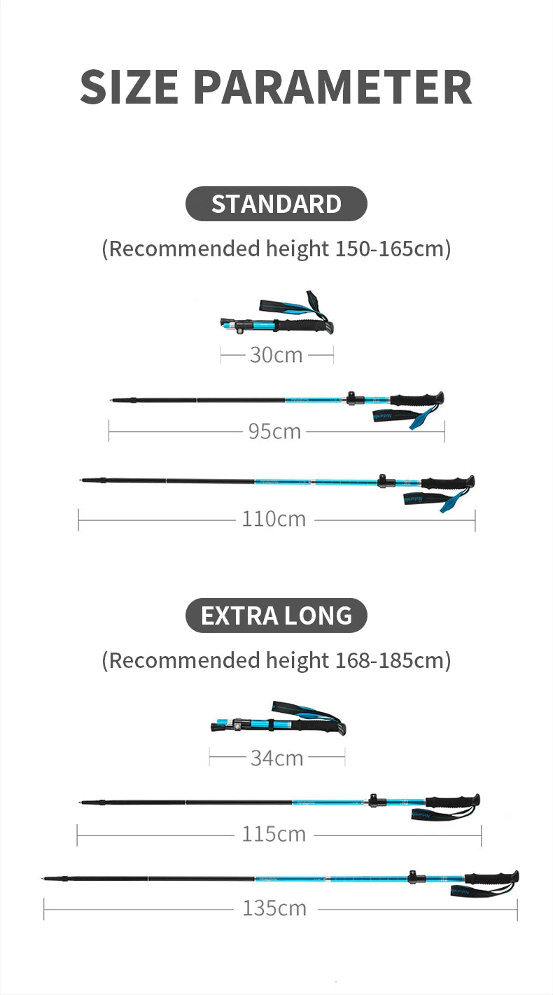 Ultralight Folding Trekking Pole – Adjustable Aluminum Hiking Walking Stick for Camping & Backpacking Trekker Essentials