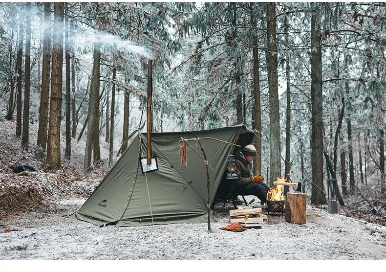 Tienda de campaña individual Cotton Ridge, color verde militar: ideal para acampar, hacer senderismo y sobrevivir al aire libre, con amplio espacio y ventilación por chimenea (5,8 kg)